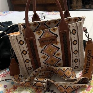 Wrangler Geometric Tan and Brown Tote